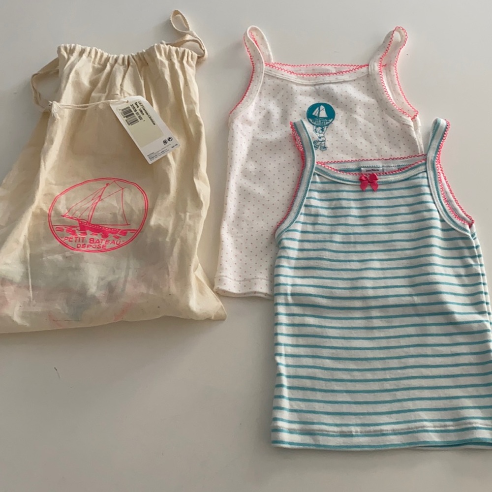 Petite Bateau girls 2 pack undershirts.